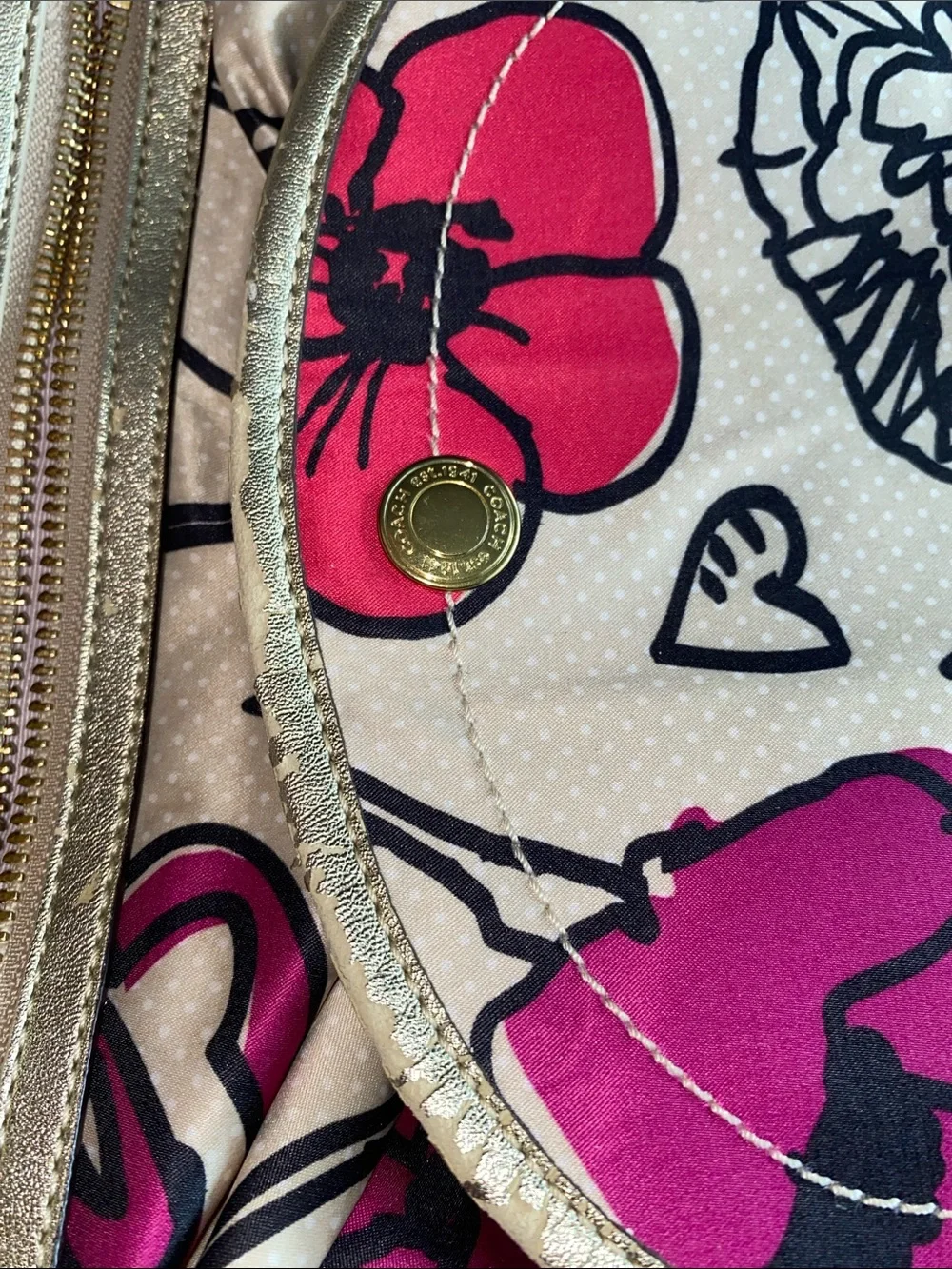 Coach Poppy Graffiti Floral Print Nylon Women's Backpack with Gold-Tone Accents
